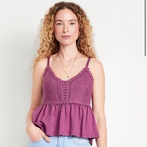 Old Navy Sleeveless Crochet Top, Women's Small, Crocus Petal